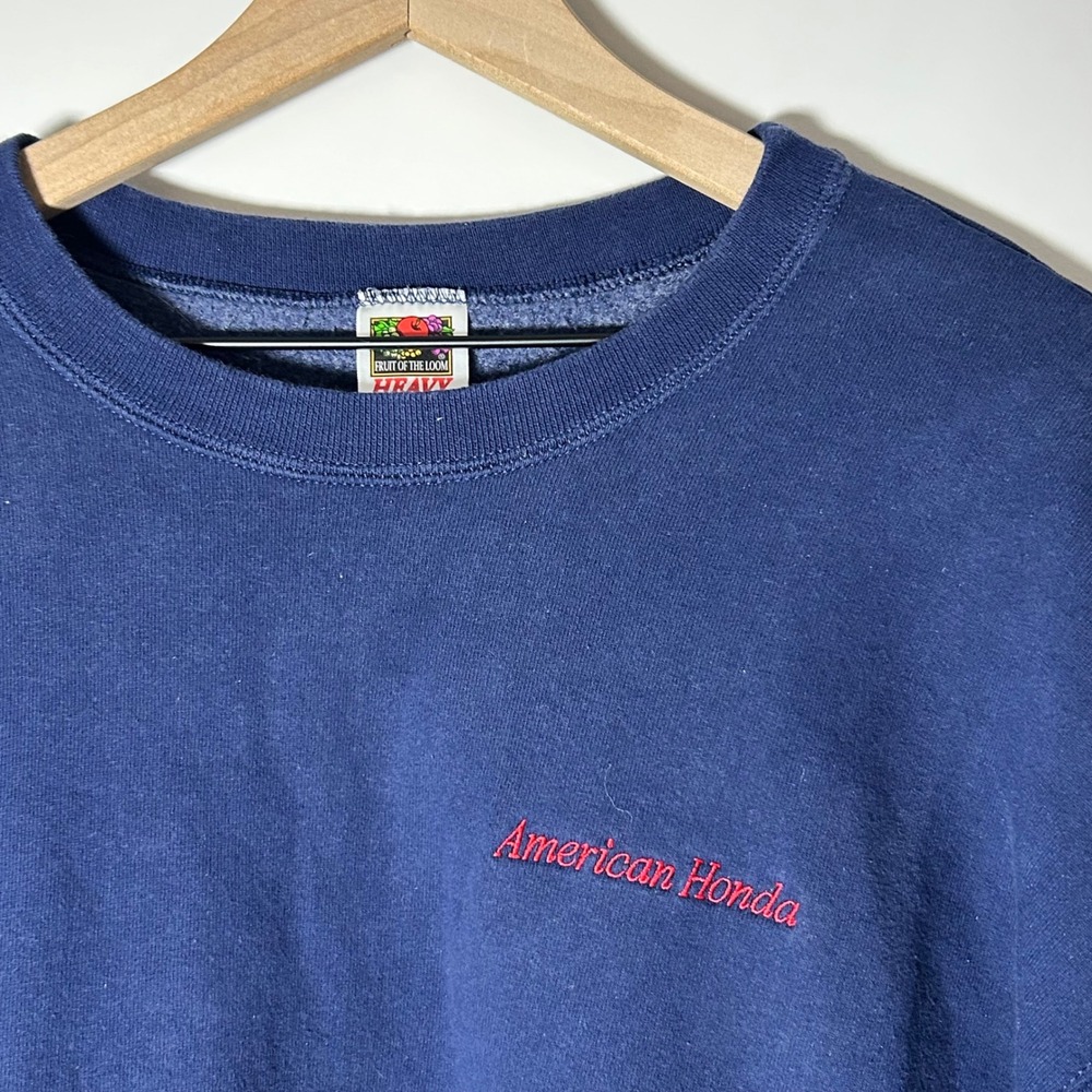 Fruit of the Loom Sweatshirt Mens XXL Navy Blue American Honda Embroidered Crew